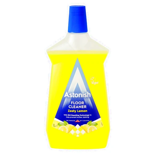 Astonish Zesty Lemon Floor Cleaner With Built In Dirt Repelling Technology To Prevent Stains & Protects Floors From Mud & Pet Stains - Concentrated Mop Solution For Tiles & Sealed Wood 1 Liter Bottle