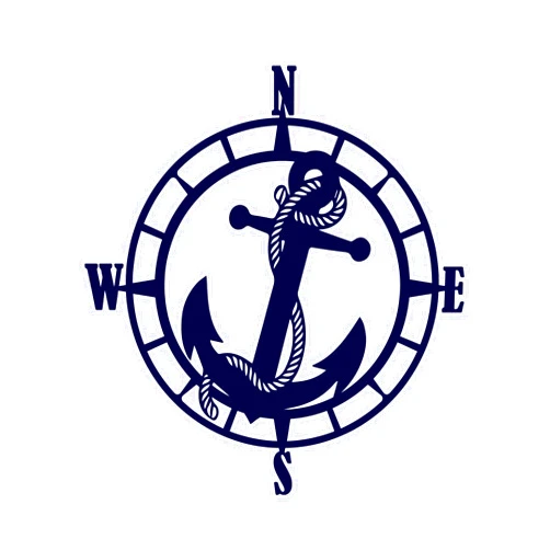 CustomMetalWorx Nautical Themed Compass Rose Metal Art with Anchor