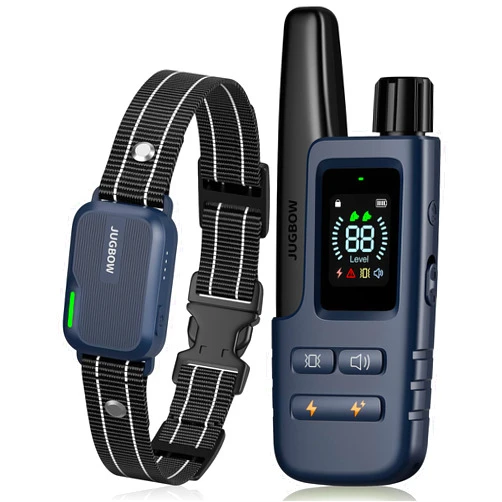 Jugbow Dog Shock Collar - 3300FT Dog Training Collar with Remote IPX7 Waterproof Electric Collar with 4 Training Modes, Security Lock, Rechargeable e-Collar for All Breeds, Sizes Dark Blue