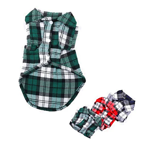 Petea Adorable Dog Shirts British Style Plaid Dog Shirts Pet Puppy T-Shirt Clothes for Dogs and Cats (M, Green)