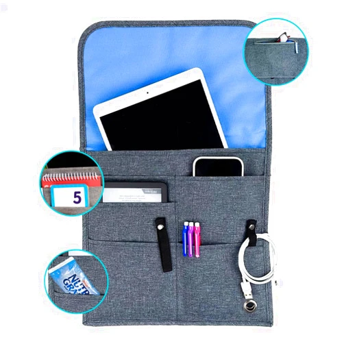 SO~MINE Airplane Pocket Organizer | Tray Table Cover | In Flight Seat Back Organizer Bag | Commuter Essential Travel Bag | Media Pouch For Flying | Travel Gift | Attaches To Luggage
