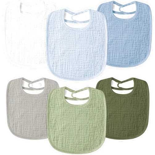 Susurration Muslin Baby Drool Bibs 6Pack Soft Square Adjustable Baby Bandana Bibs for Unisex Girls & Boys