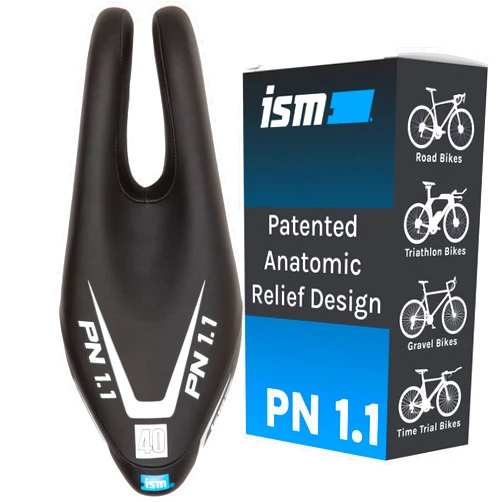 ISM PN 1 & 1.1 Series Narrow Road Bicycle Seat For Men and Women - Noseless Bike Seat With Optimal Leg Clearance for Road, Time Trial, Triathlon, and Gravel Bikes - Features Patented ISM Saddle Design