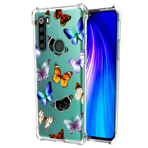 Yerebel Case for Redmi Note 8 (2019/2021) M1908C3JH M1908C3JGG Cute Case, Clear Flexible Bumper TPU Soft Rubber Silicone Cover Phone Case for Xiaomi Redmi Note 8 (Butterfly)