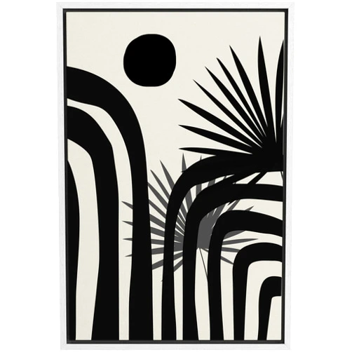 SIGNLEADER Framed Canvas Print Wall Art Mid-Century Geometric Jungle Leaf Landscape Abstract Shapes Illustrations Modern Art Boho Decorative Chic for Living Room, Bedroom, Office - 16