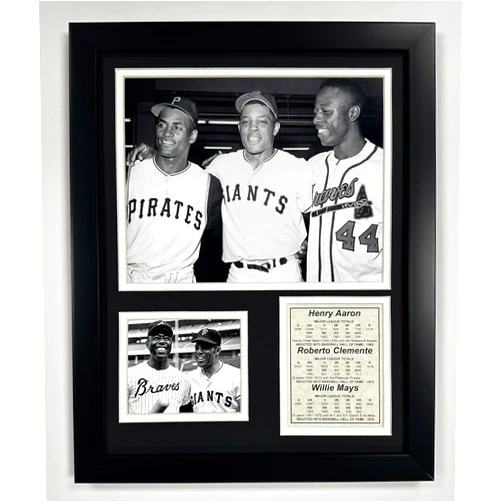Legends Never Die Hank Aaron | Roberto Clemente | Willie Mays | Framed 12