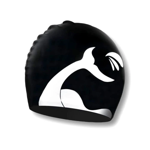 Limoacsea Swim Cap for Women Swimming, Limoacsea Whale Print Designed Durable Comfoatable Silicon White Adult Swimming Cap Elastomeric for Women Man Short Hair Long Hair Waterproof