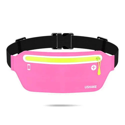 USHAKE Slim Running Belt, Ultra Light Bounce Free Waist Pouch Fitness Workout Belt Sport Waist Pack Exercise Waist Bag for Apple iPhone Samsung in Running Gym Marathon Cycling