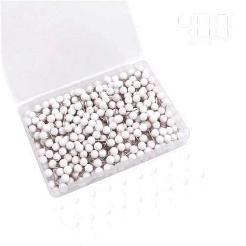 Vitalili 400 PCS Push Pins White Map Tacks 1/5 inch Round Head with Stainless Point Head Marking Pins for Bulletin Board Map Picture Photo(1/5 Inch, White)