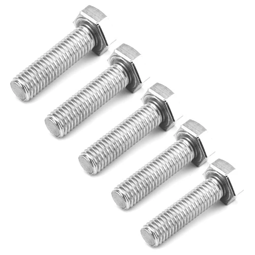MroMax M8 Hex Bolt M8-1.25 x 30mm Hex Head Screw Bolts 316 Stainless Steel Fully Threaded Metric Hex Tap Bolts Silver 5Pcs