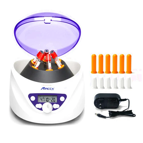 Maccx Lab PRP Benchtop Centrifuge Machine, Speed Range from 300-5000RPM, Rotor for 1.5-5mL/7mL/10mL/15mL/ x6 Tubes, Max. RCF 2600xg Low Speed PRF Benchtop Centrifuge, CEN-001