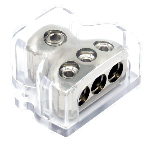 ZOOKOTO 1X0GA In/3X4GA Out Power Distribution Block, Auto Car Audio Amplifier 1 in 3 Ways Fuse Holder Circuit Protector (3 Way)