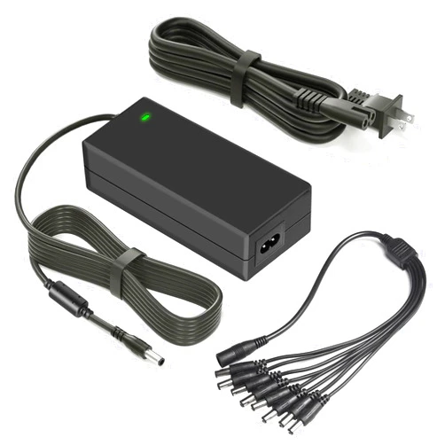 Mareisa for Security Camera Power Supply, 12V AC Adapter, 12V 5A Power Supply for Lorex, Samsung, Q-See, Night Owl, Swann, Annke Cameras and CCTV DVR Surveillance System, with 8-Way Splitter Cable