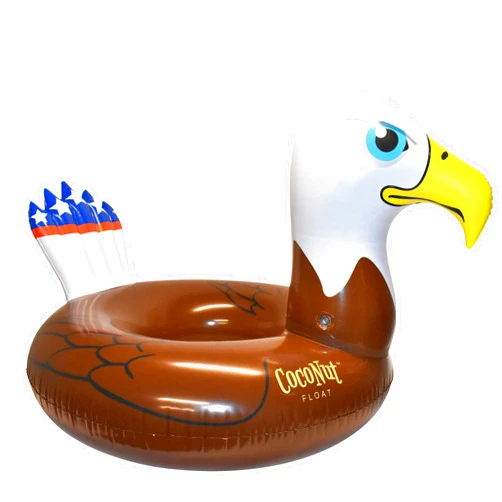 Coconut Float Coconut Outdoor Patriotic Bald Eagle Pool Float – Inflatable Pool Ring – Durable Long Lasting Lounge Tube and Water Toy – Fun Decoration for Parties, Events – Ages 8+ Years