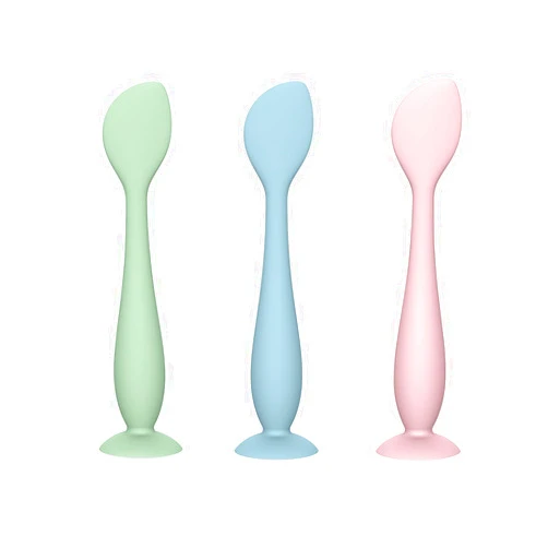 HOZETOKE Silicone Diaper Cream Spatula 3-Pack - Soft, Safe Baby Diaper Cream Brush with Suction Base - Easy-to-Clean Butt Paste Applicator - Blue, Pink, Green - Full Size for Newborns & Up