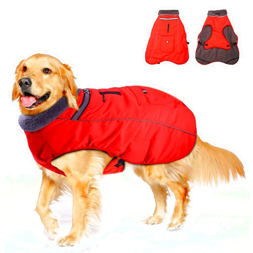 IRUIRUI Dog Winter Coat for Large Dogs,Warm Dog Jacket Winter with Harness Built in, Waterproof Reflective Dog Fleece Snow Jacket for Extra Large Dogs (Fits 90-120LBS,Back:30