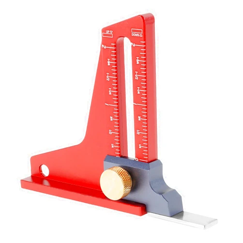 QENWKXZ Woodworking Height Gauge - Precision CNC-Machined Depth Measuring Tool, Double Scales Aluminum Alloy Height Gauge for Table Saw/Router/Drill Press (0-2inch), Woodworking Depth Measurement Tools