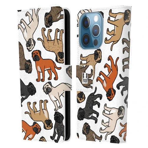 Head Case Designs Bullmastiff Dog Breed Patterns Leather Book Wallet Case Cover Compatible with Apple iPhone 13 Pro