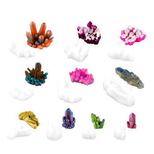 ModWgGuo 10 Pcs Resin Crystal Molds, Silicone Crystal Molds for Resin, Growing Crystal Cluster Molds Quartz Rock Resin Silicone Molds Crystal Stone Resin Molds for Candles,Gems,Tray Decoration