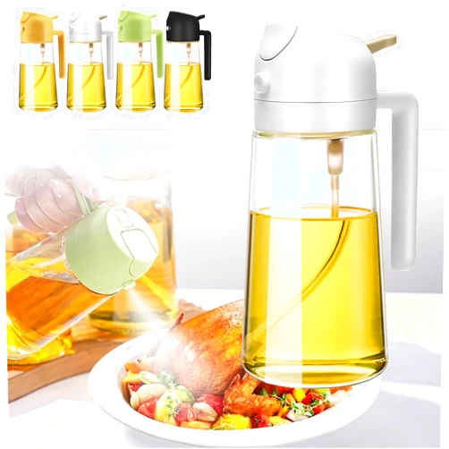 Yuloron Kitchen Maiden 2 in 1 Oil Dispenser, Kitchenmaiden 2 in 1, Kitchenmaiden, Kitchen Maiden, Kitchen Maiden Oil Dispenser, Kitchen Maiden Oil Dispenser Light Blocking (White 470ml)