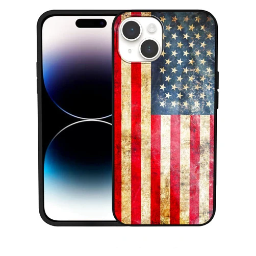 Uiaoiais Designed for iPhone 15 Plus Case,Retro United States Flag Phone Case for Girl Women Men Soft TPU Shockproof Protective Phone Case Cover for iPhone 15 Plus 6.7 Inch