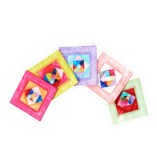 JYHOME Korean Traditional Ramie Patchwork Rectangle Coasters (Set of 5pcs) Housewarming Gifts,First New Home House