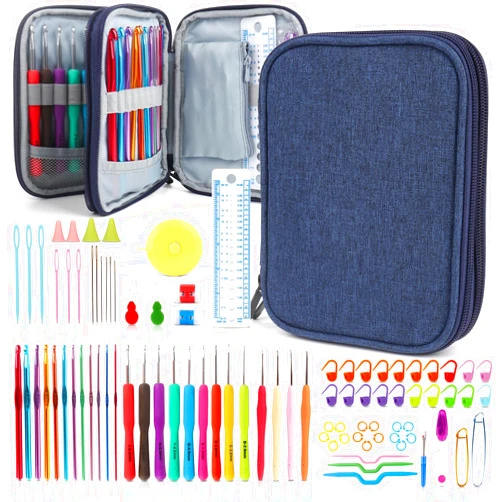 Katech 99-Piece Crochet Hooks Set, Crochet Hook Kit with Storage Case, Ergonomic Knitting Needles Weave Yarn Kits DIY Hand Knitting Craft Art Tools for Knitting Hat, Bag, Socks, Scarf and Sweaters