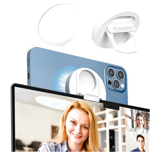 Heylor Continuity Camera Mount for MacBook Laptops/iPhone 12, 13 & 14 Series, Compatible with Magsafe, iPhone Webcam Mount for iOS 16 & macOS Ventura, Desk View Avaliable, Includes Magnetic Metal Ring