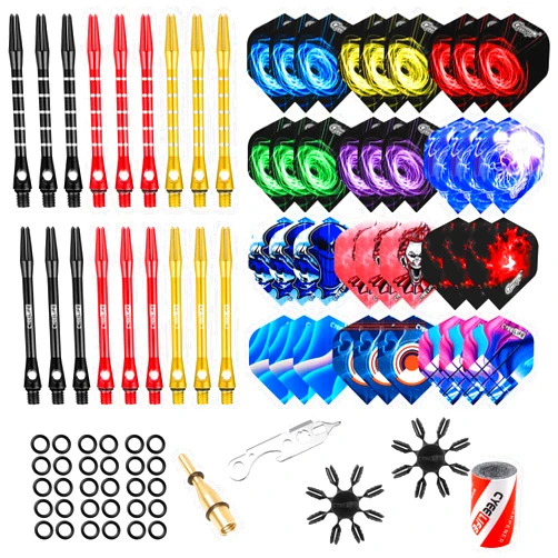 CyeeLife Dart Accessories kit,36Flights+18Aluminium Shafts+Sharpener+Tool+Rubber Rings+16Protectors