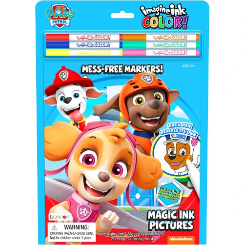 Nickelodeon Paw Patrol 20-Page Imagine Ink Imagine Color with 6 Mess Free Markers 48346