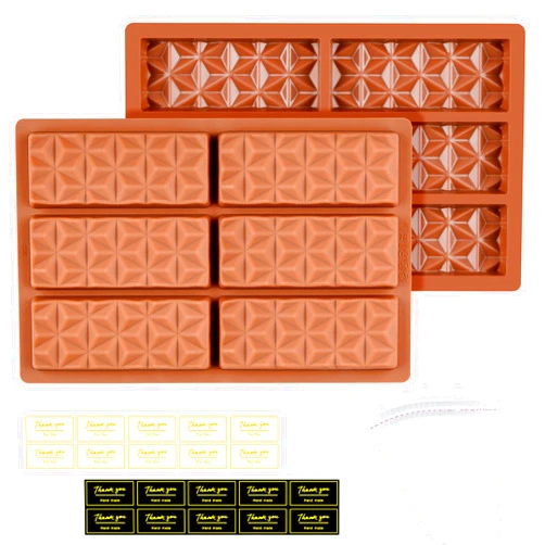 Fimary 2 Pcs Break Apart Chocolate Molds Silicone Deep Stuffed Candy Bar Molds Silicone Shapes, Silicone Molds for Wax Melts Large(Pyramid set)