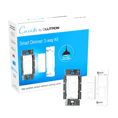 Lutron Caseta 3 Way Smart Dimmer Light Switch Kit, Includes Pico Remote, Bracket, and LED Dimmer Switch, No Neutral Required, P-PKG1WB-WH