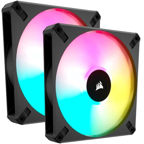 Corsair iCUE AF140 RGB Elite 140mm PWM Dual Fan Kit - Eight RGB LEDs Per Fan - AirGuide Technology -Zero RPM Fan Mode-Included iCUE Lighting Node CORE Controller -Black (Renewed)
