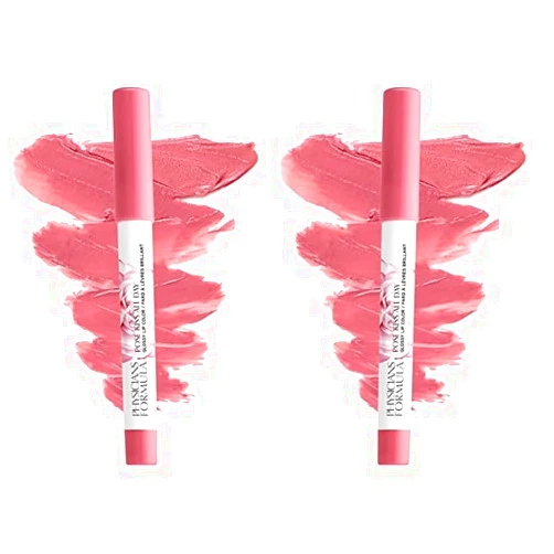 Physicians Formula Rosé Kiss All Day Glossy Lipstick Lip Color Makeup, Pink Blind Date, Dermatologist Approved (Pack of 2)