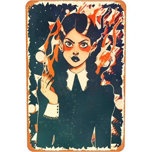 Zuhhgii Wednesday Addams Jenna Ortega Expression| Funny Tin Sign Vintage Wall Poster Retro Iron Painting Metal Plaque for Bar Cafe Garage Home Gift Birthday Wedding 12x8 inch.