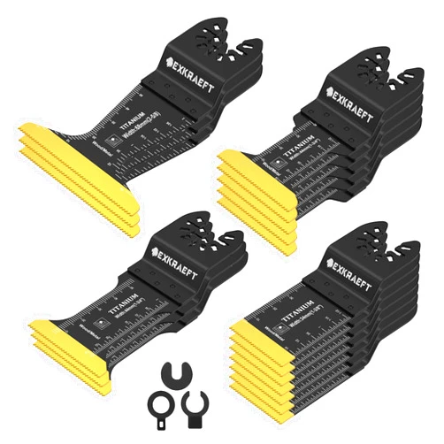 EXKRAEFT 18 PCS Titanium Oscillating Tool Blade, Professional Universal Multitool Blades for Wood Plastic Metal, Multi Tool Blades Kits Fit Dewalt Milwaukee Ryobi Rockwell Fein