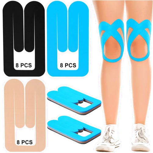Lunmon 24 Pcs Kinesiology Tape for Knee Pre Cut Knee Tape Breathable Adhesive Sport Tape Waterproof Kinesiology Taping Ankle Gym Fitness Running Tennis Swimming Football(Multicolor)