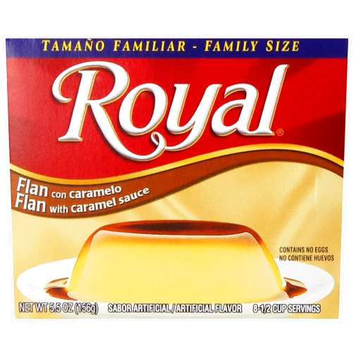 Royal Bilingual Flan Dessert Mix, Caramel Sauce, Family Size, Fat Free (12 - 5.5 oz Boxes) 5.5 Once (Pack of 12)