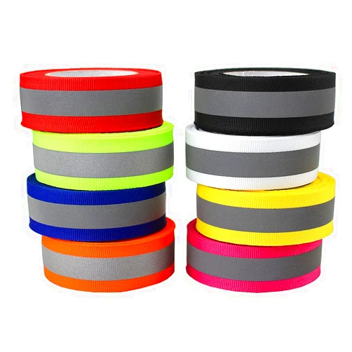 JINBING 8 Rolls Silver Reflective Webbing Ribbon Tape Trim Strip Sew On for Clothing 8 Colors Each 4meter