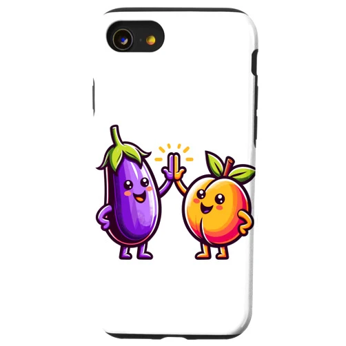 Slang Innuendo and Euphemism Meme Tees And Stuff iPhone SE (2020) / 7 / 8 Funny Eggplant Peach Funny Inappropriate Risque Adult Humor Case