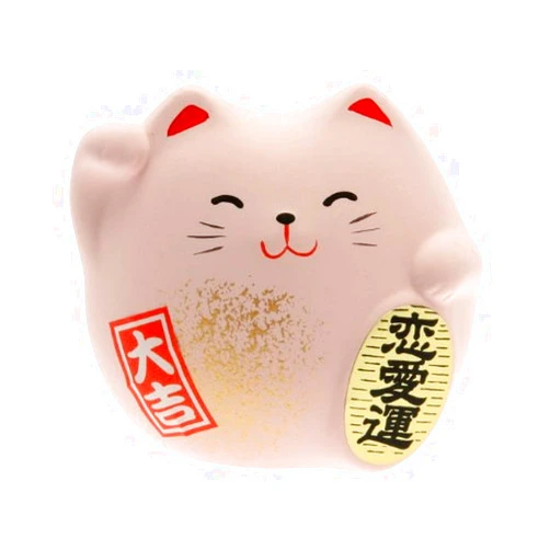 Kotobuki Maneki Neko Charm Renai-un Collectible Figurine, Love, Pink