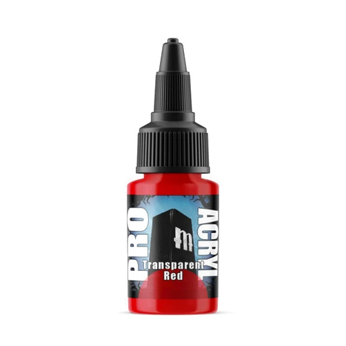 Monument Hobbies 047-Pro Acryl Transparent Red Acrylic Model Paints for Plastic Models - Miniature Painting, no-clog cap, comes loaded with glass agitator
