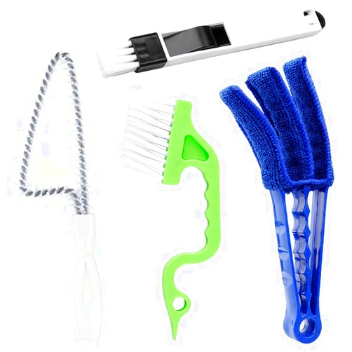 ANERONG Window or Sliding Door Track Cleaning Brush, Window Blind Cleaner Duster, 2-in-1 Windowsill Sweeper, Hand-held Groove Gap, 4 Pieces