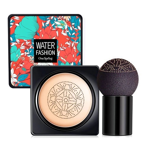 XUEF Mushroom Head Air Cushion CC Cream Long Lasting Nude Matte Concealer Foundation Waterproof Makeup Moisturizing BB Cream Pigment High Coverage Liquid For Women, Natural, 2 Piece Set