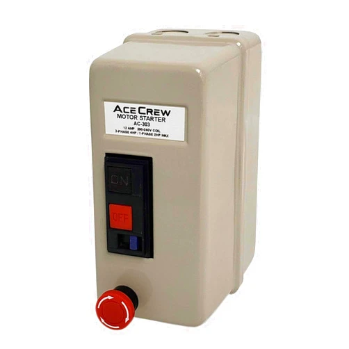 Ace Crew Compact 3-Phase Magnetic Motor Starter 200-240V Coil 4HP or Single-Phase 2HP
