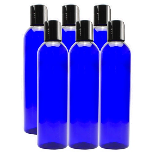 Cornucopia Brands Cornucopia 8oz Plastic Squeeze Bottles w/Disc Top Flip Cap (6-Pack, Blue); BPA-Free Containers For Shampoo, Lotions, Liquid Body Soap, Creams