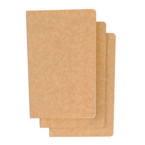TWONE 3 Pack Travel Journal Notebook for Travelers or School - Kraft Brown Soft Cover - 5.5” x 8.25” - 96 Ruled Pages/48 Sheets