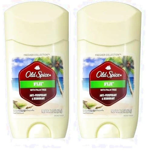 Old Spice Invisible Solid Antiperspirant Deodorant for Men Fiji with Palm Tree Scent Inspired by Nature, 2.6 oz (Pack of 2)
