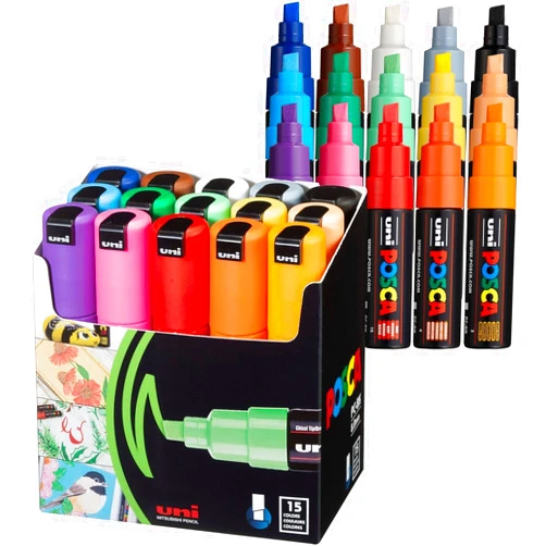Posca Mitsubishi Pencil Co., Ltd. Uni-POSCA PC8K15C Paint Marker Pen Bold Point Set of 15 (Japan Import)