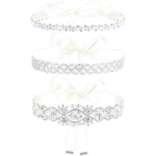 Sintege 3 Pcs Rhinestone Wedding Dress Belts Crystal Bridal Sash Belts Diamond Ribbon Belts for Women Bridal Bridesmaid